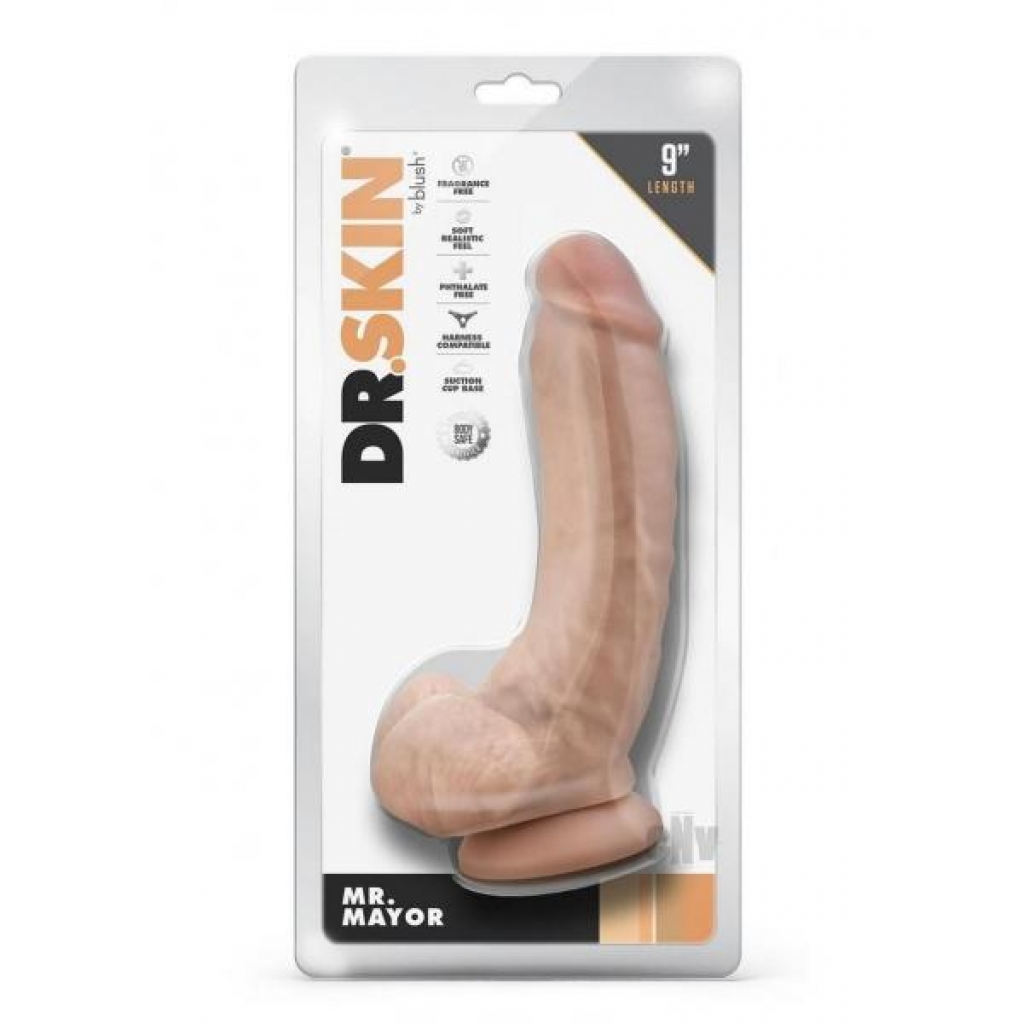 Dr Skin Mr Mayor 9 Dildo Balls Beige - Realistic Dildos & Dongs