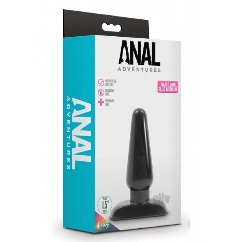 Anal Adv Basic Anal Plug Md Black - Anal Plugs