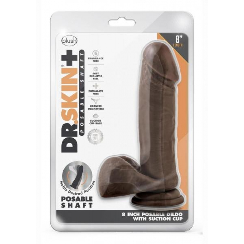 Dr Skin Plus Pose Dildo 8 Chocolate - Realistic Dildos & Dongs