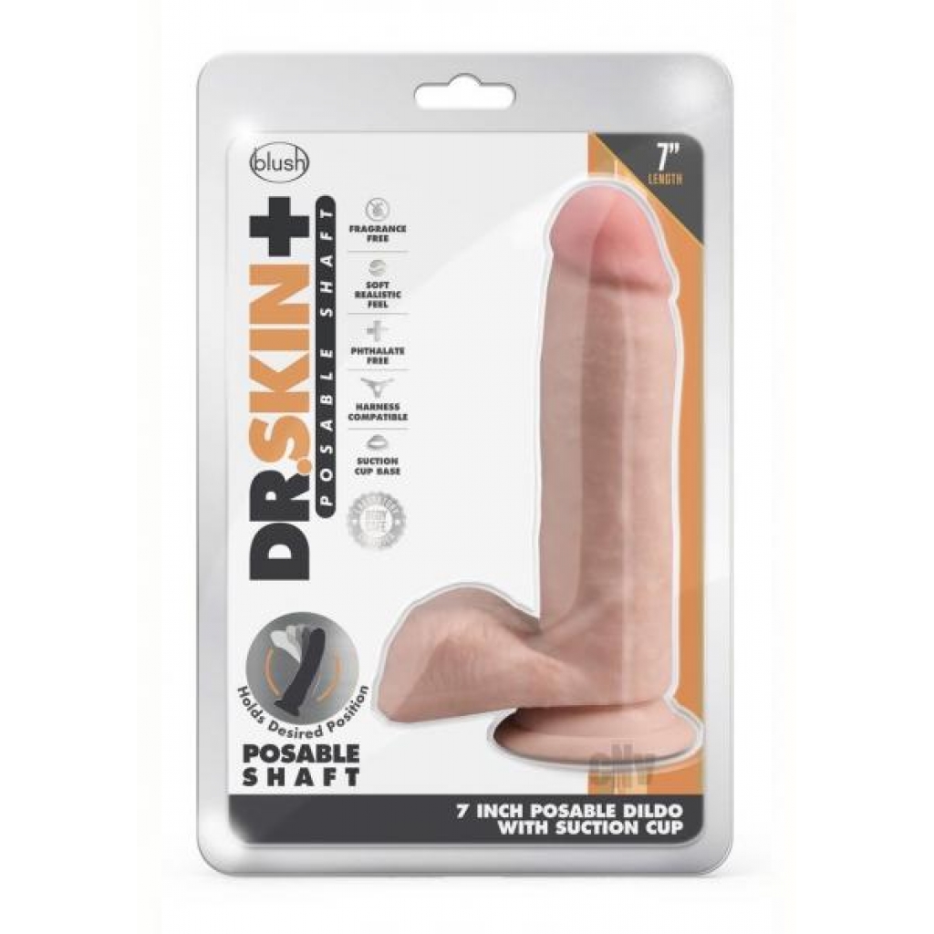 Dr Skin Plus Posable Dildo 7 Vanilla - Realistic Dildos & Dongs