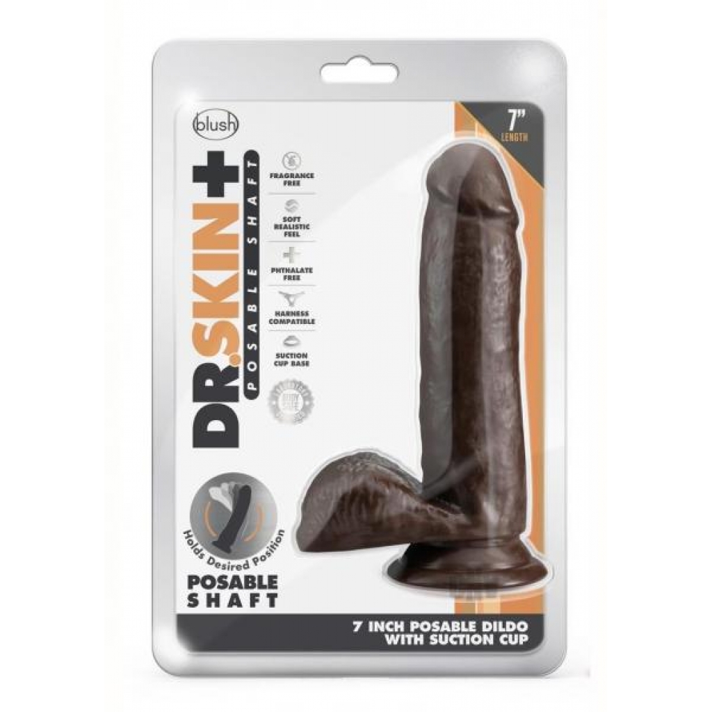 Dr Skin Plus Posable Dildo 7 Chocolate - Realistic Dildos & Dongs