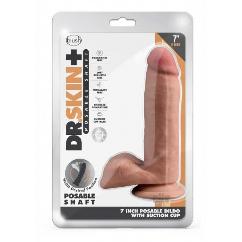 Dr Skin Plus Posable Dildo 7 Mocha - Realistic Dildos & Dongs