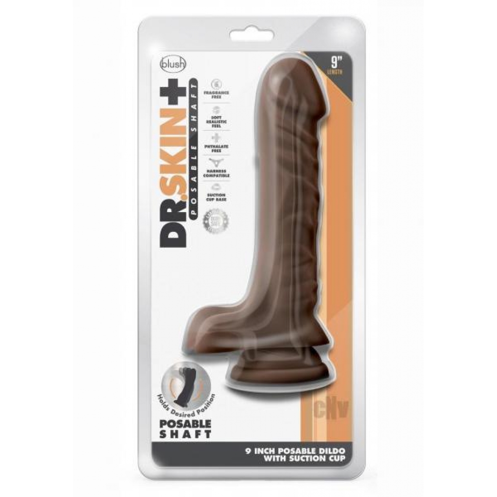 Dr Skin Plus Pose Dildo 9 Chocolate - Realistic Dildos & Dongs