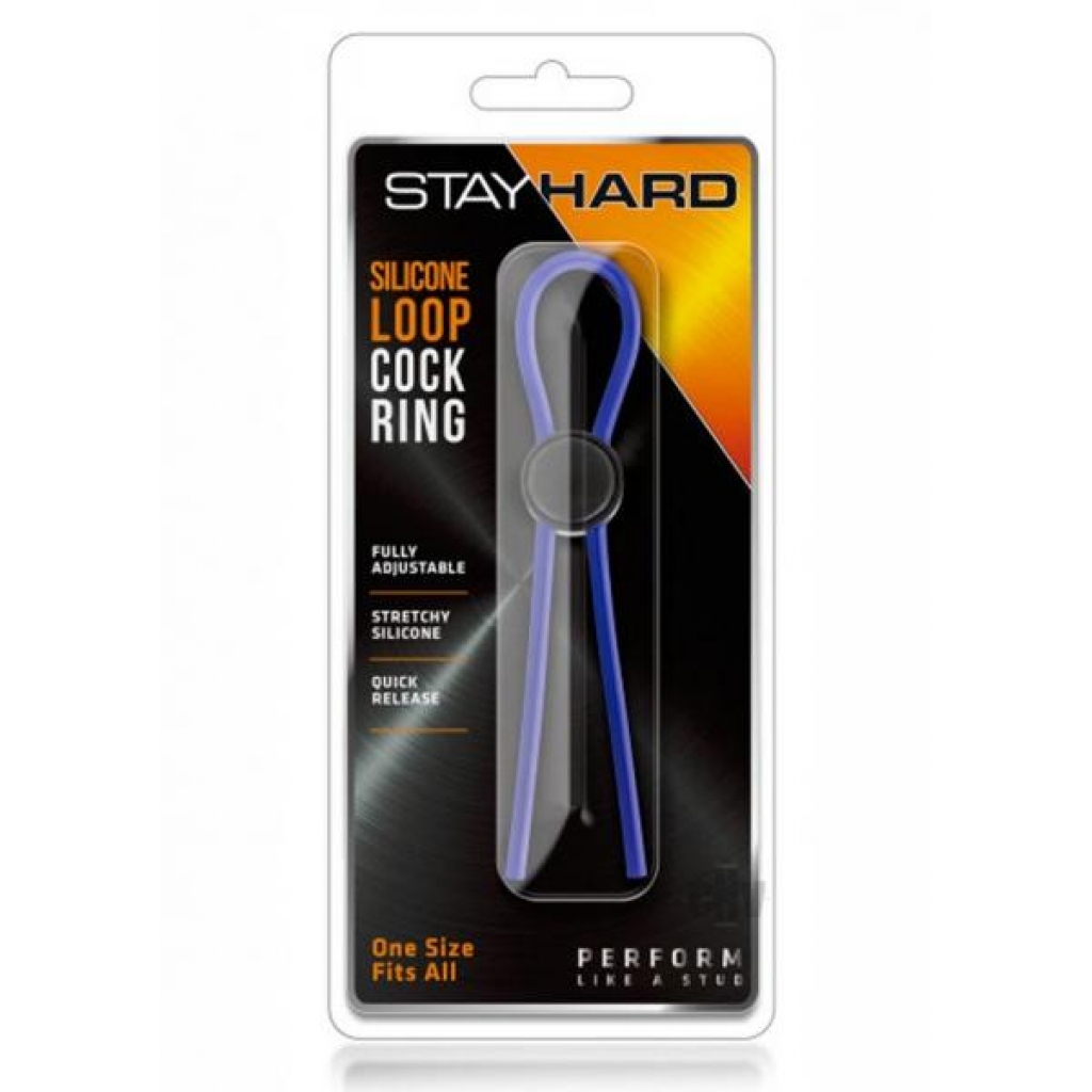 Stay Hard Silicone Loop Cock Ring Blue - Adjustable & Versatile Penis Rings