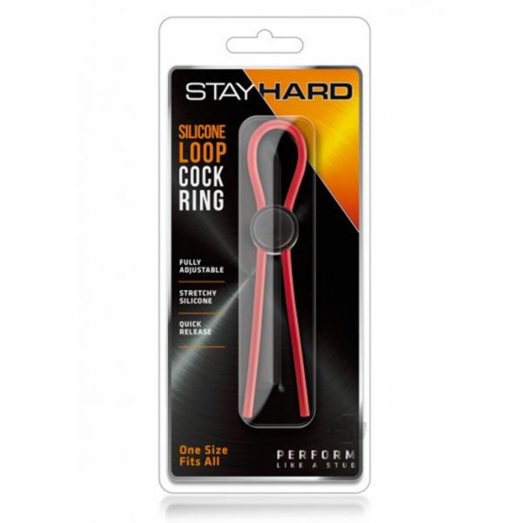 Stay Hard Silicone Loop Cock Ring Red - Adjustable & Versatile Penis Rings