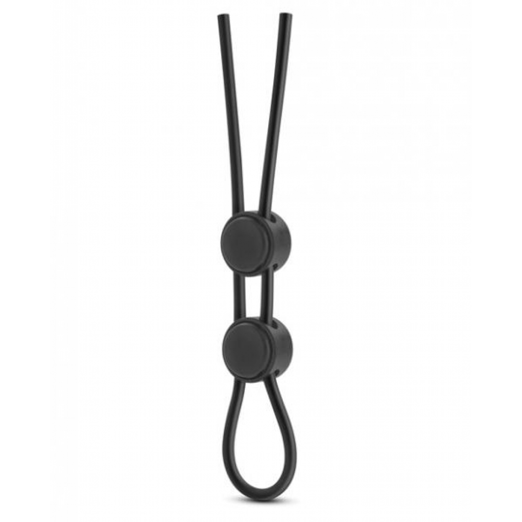 Stay Hard Silicone Double Loop Cock Ring Black - Adjustable & Versatile Penis Rings