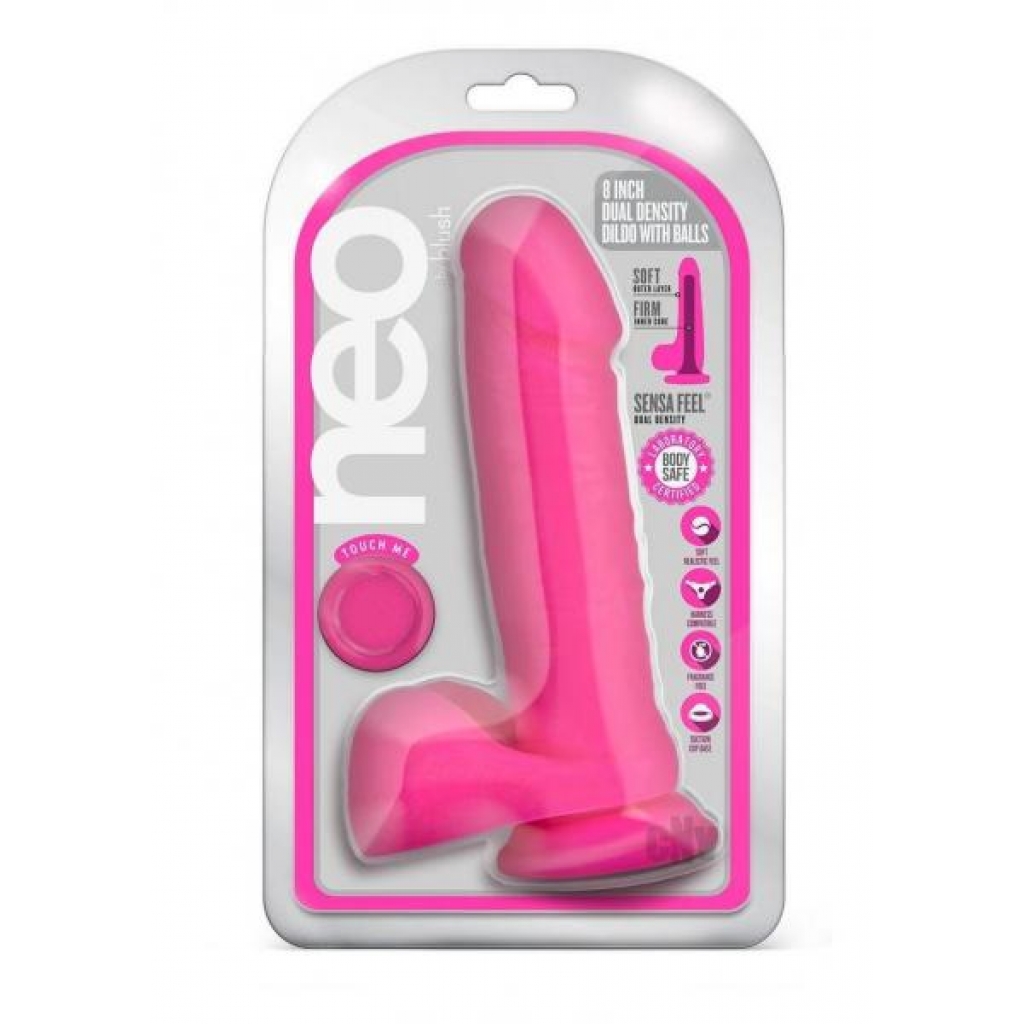 Neo Dual Density Dildo 8` Neon Pink - Realistic Dildos & Dongs