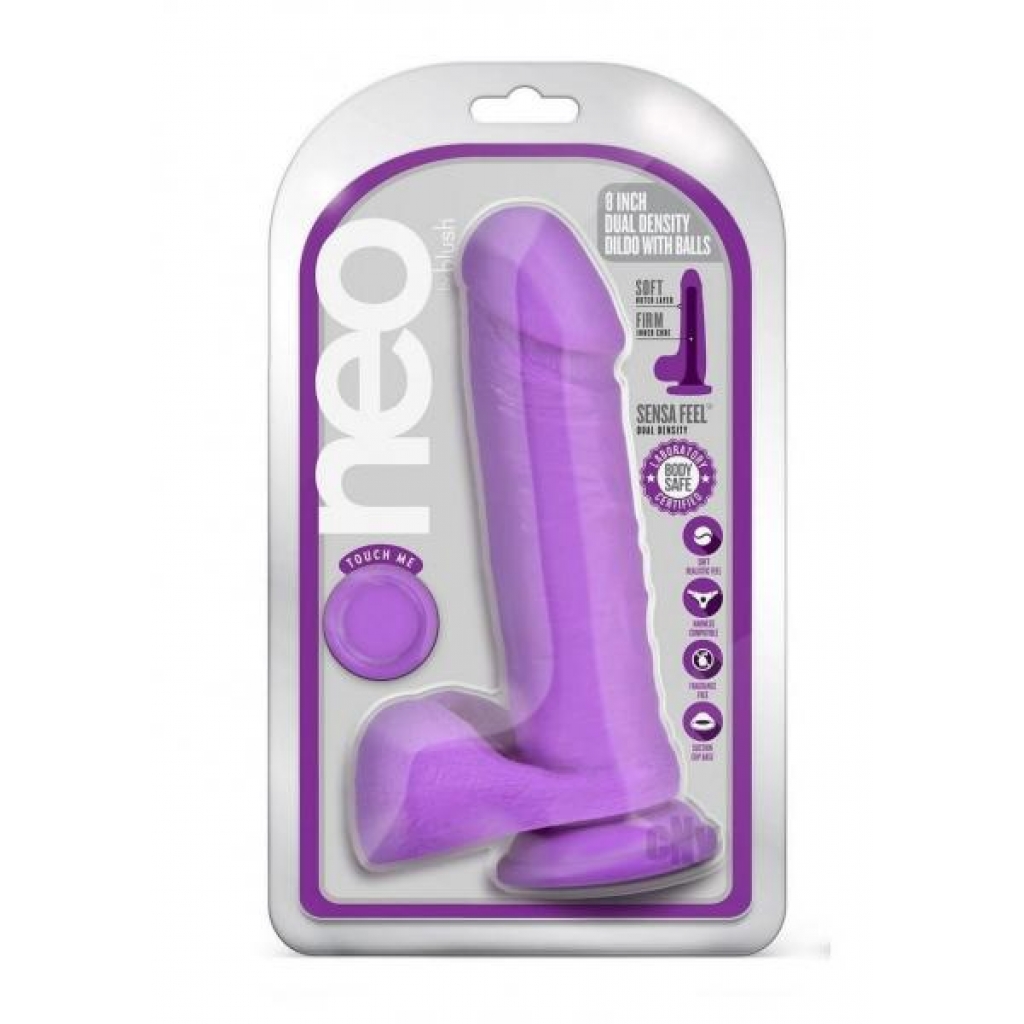 Neo Dual Density Dildo 8` Neon Purple - Realistic Dildos & Dongs