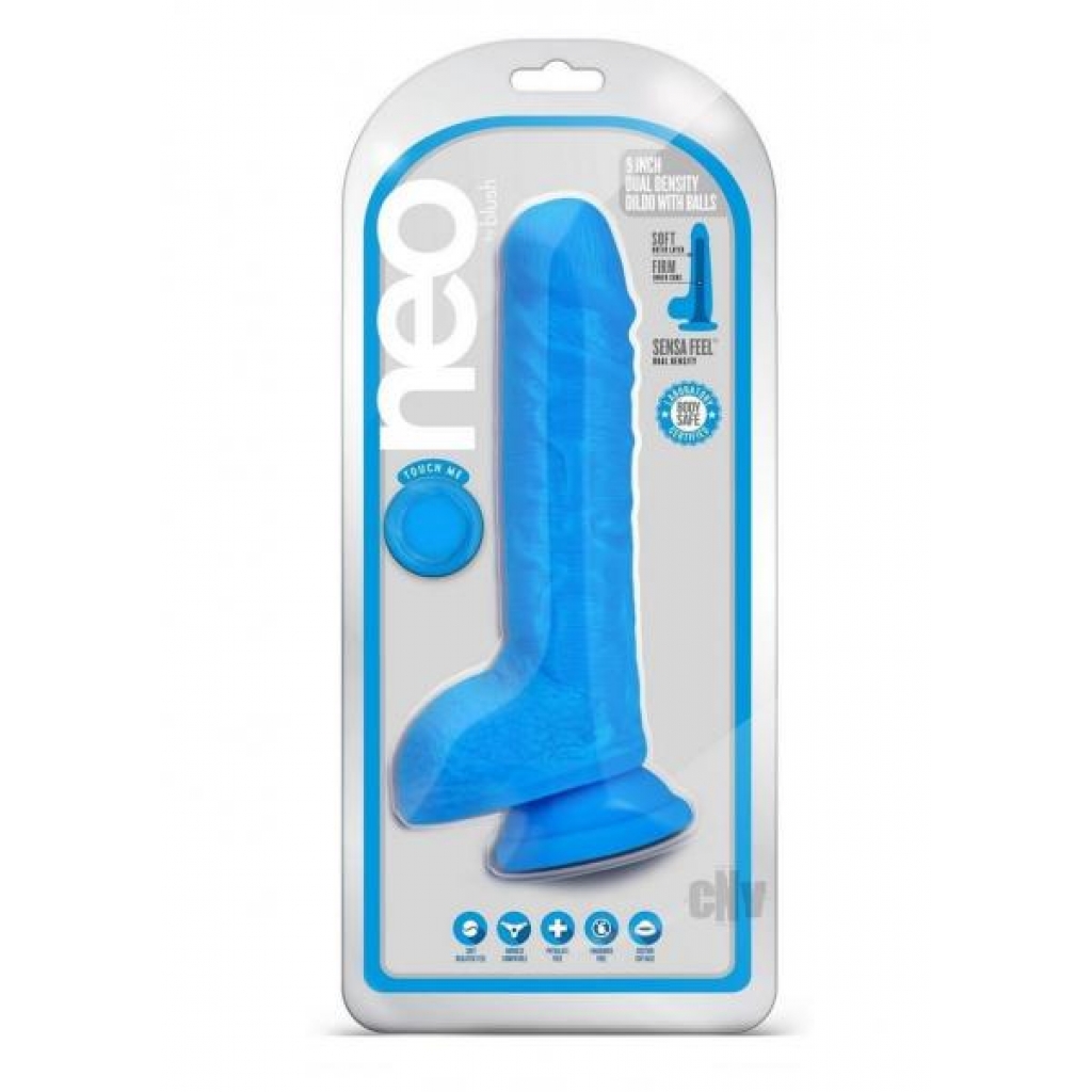 Neo Dual Density Dildo 9` Neon Blue - Realistic Dildos & Dongs