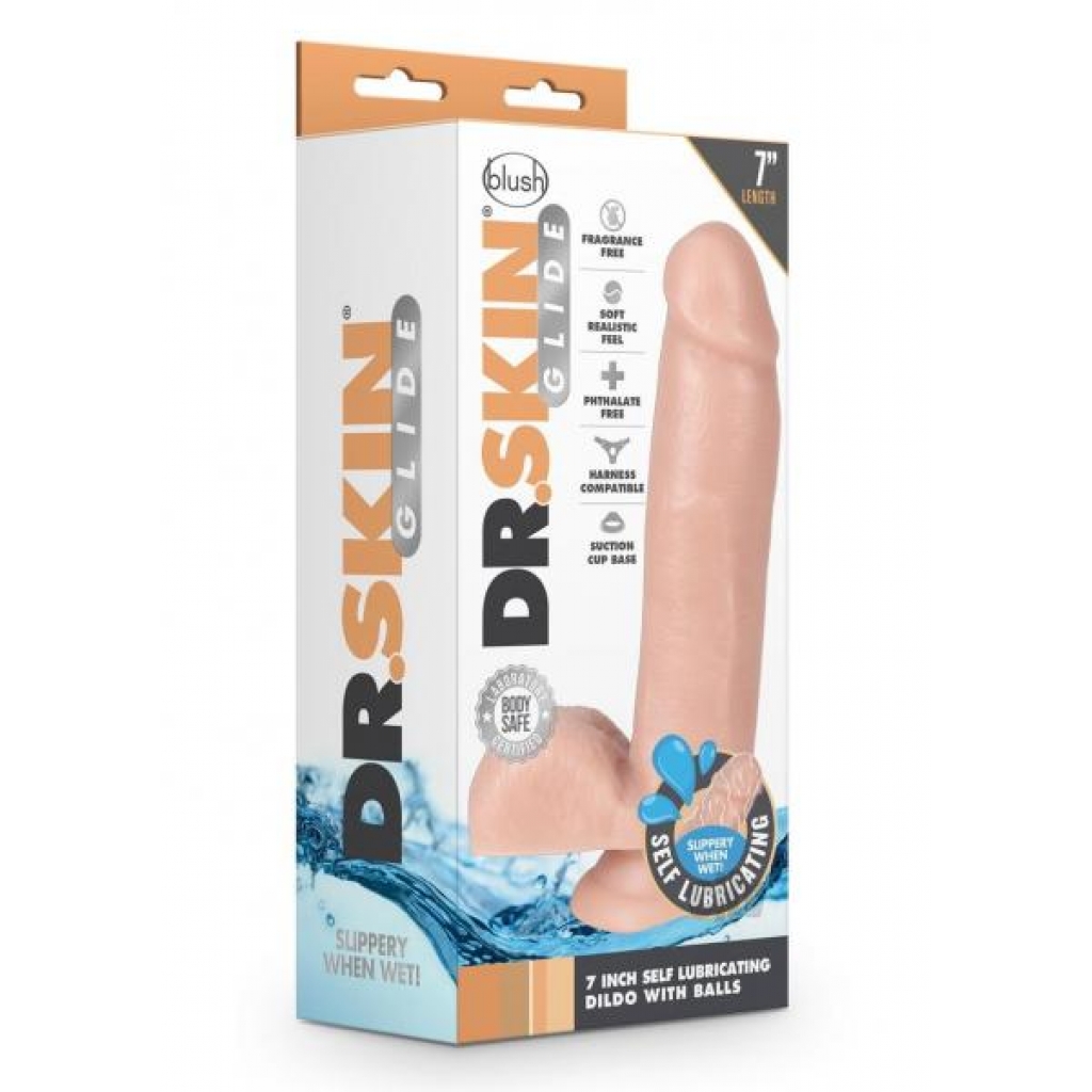 Dr Skin Glide Self Lube W/balls 7 Van - Realistic Dildos & Dongs