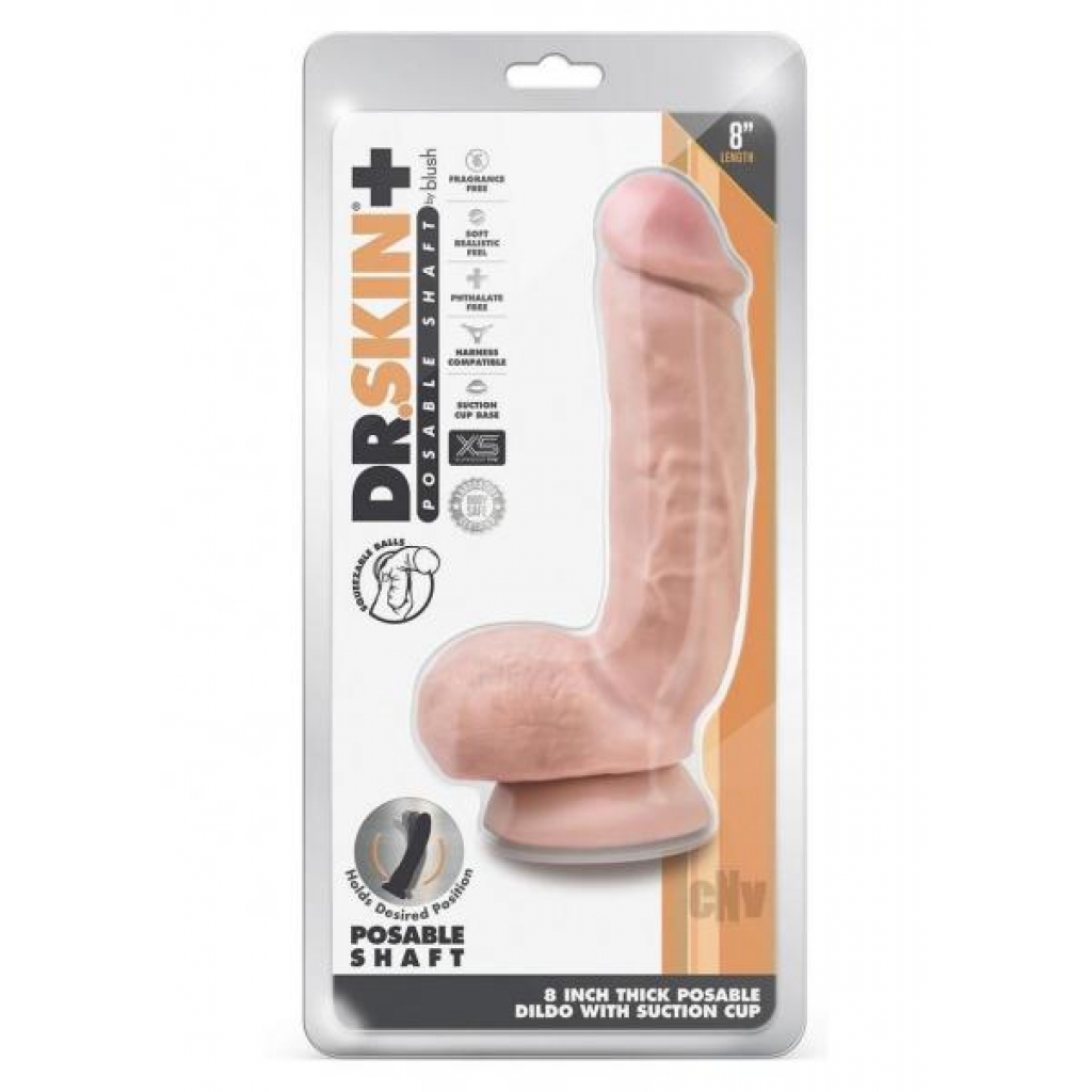 Dr Skin Plus Thick Pose W/balls 8 Vanil - Realistic Dildos & Dongs