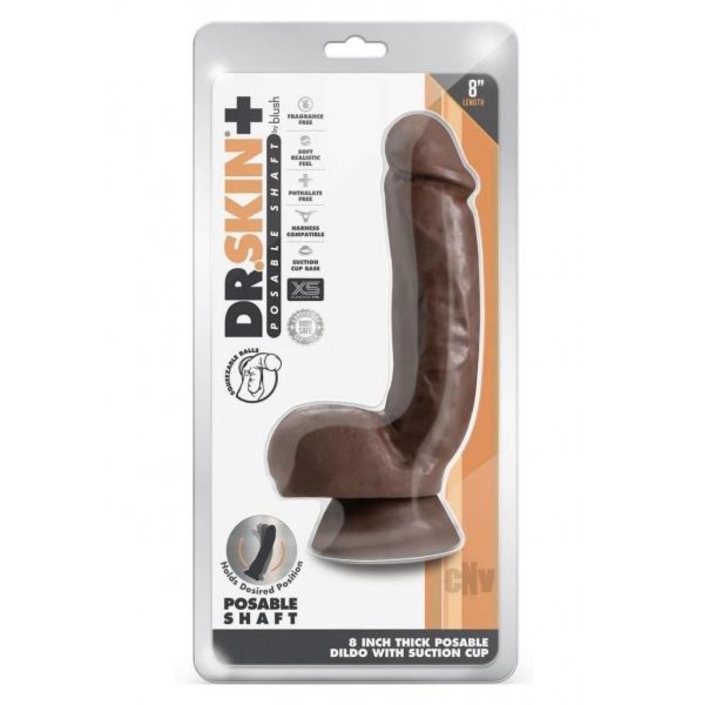 Dr Skin Plus Thick Pose W/balls 8 Choco - Realistic Dildos & Dongs