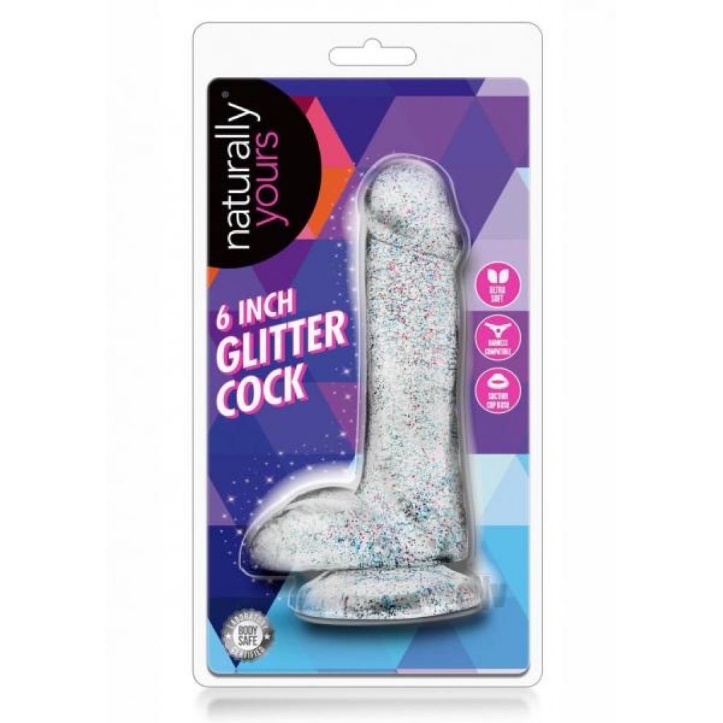 Naturally Yours Glitter Dong 6 Clear - Realistic Dildos & Dongs