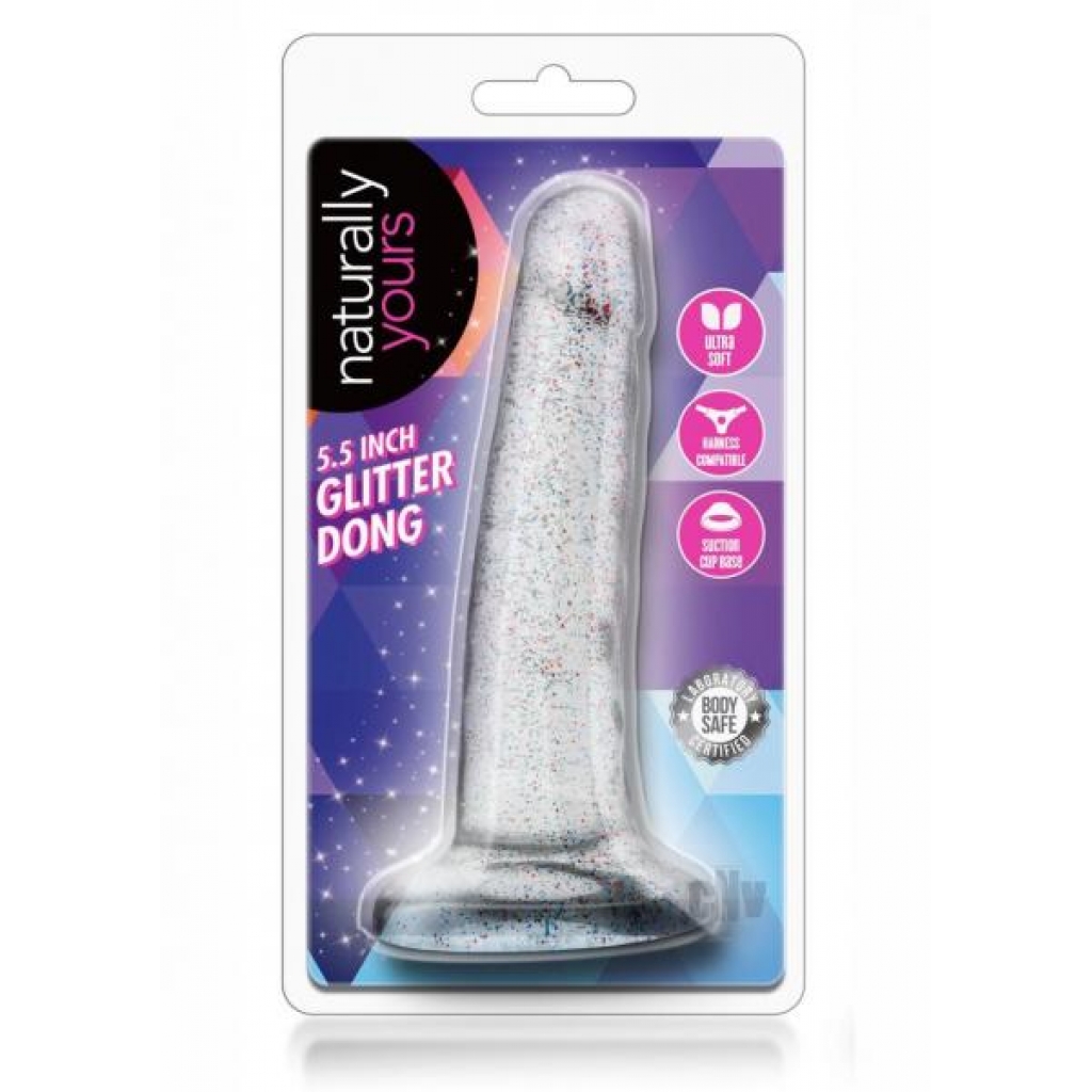 Naturally Yours Glitter Dong 5.5 Clear - Realistic Dildos & Dongs