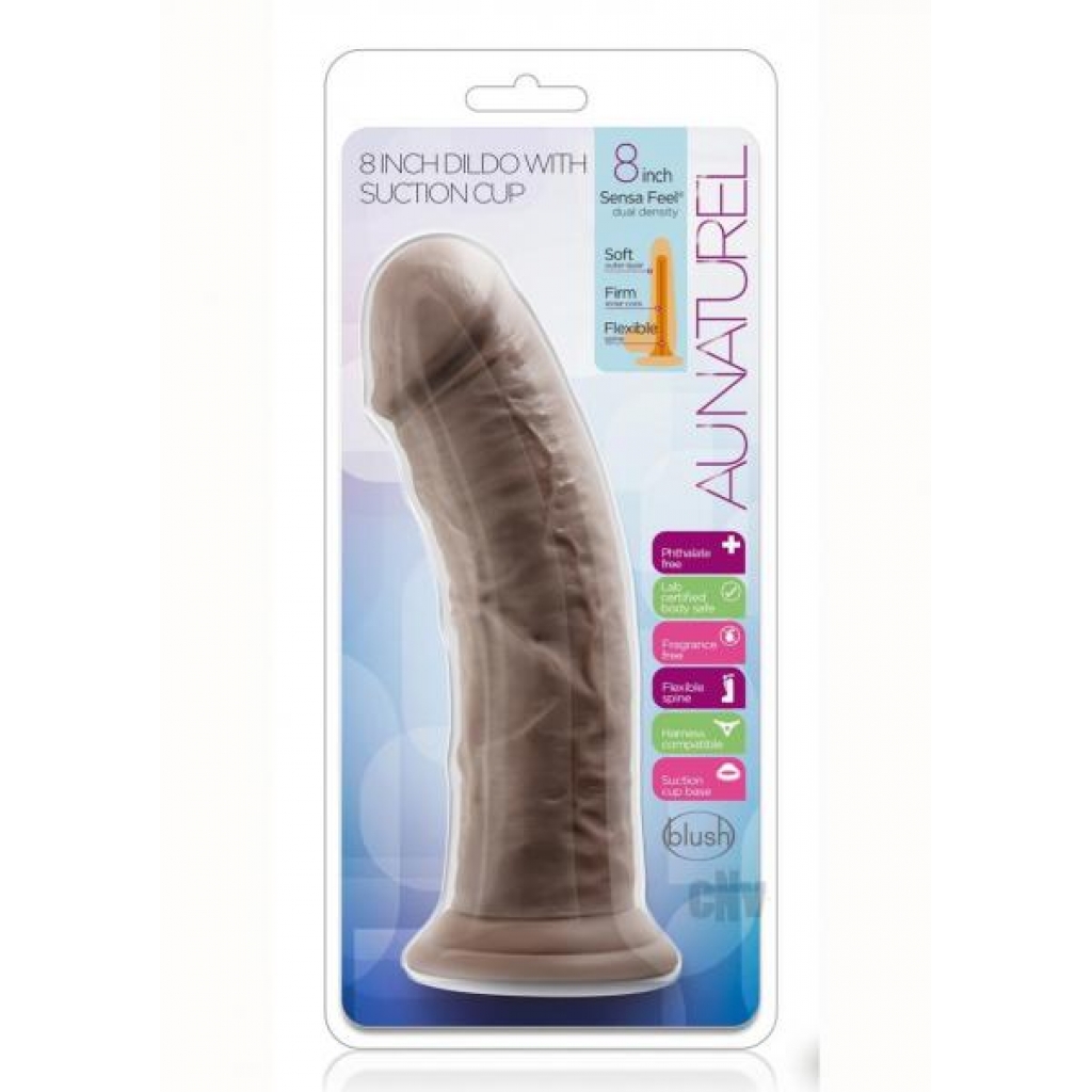 Au Naturel Dildo W/suction 8 Choco - Realistic Dildos & Dongs