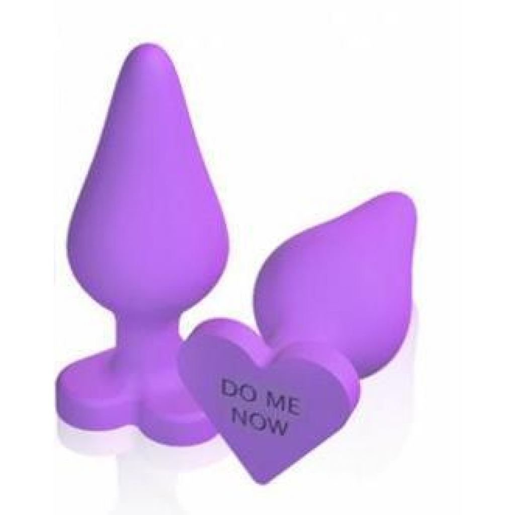 Naughty Candy Hearts Purple Butt Plug - Anal Plugs