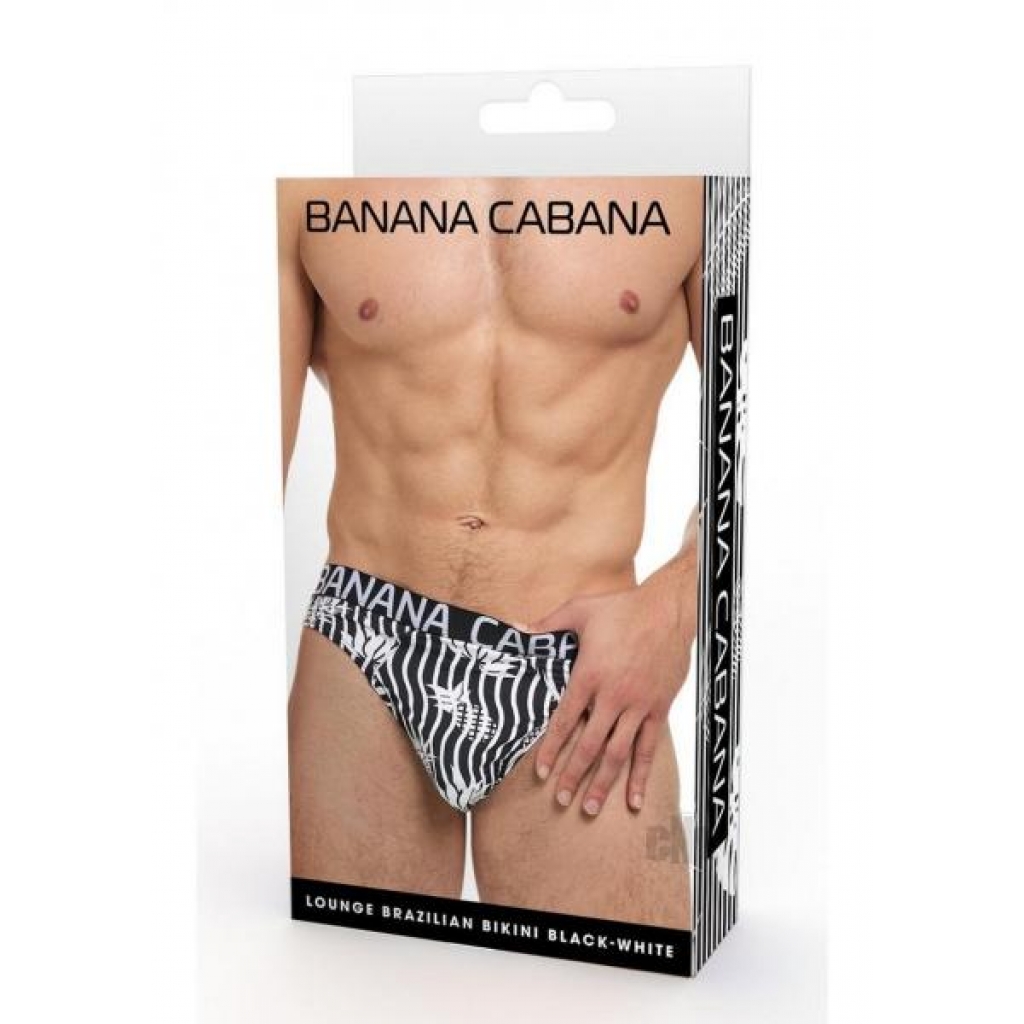 Banana Cabana Bikini Lg/xl Blk/wht - Mens Underwear