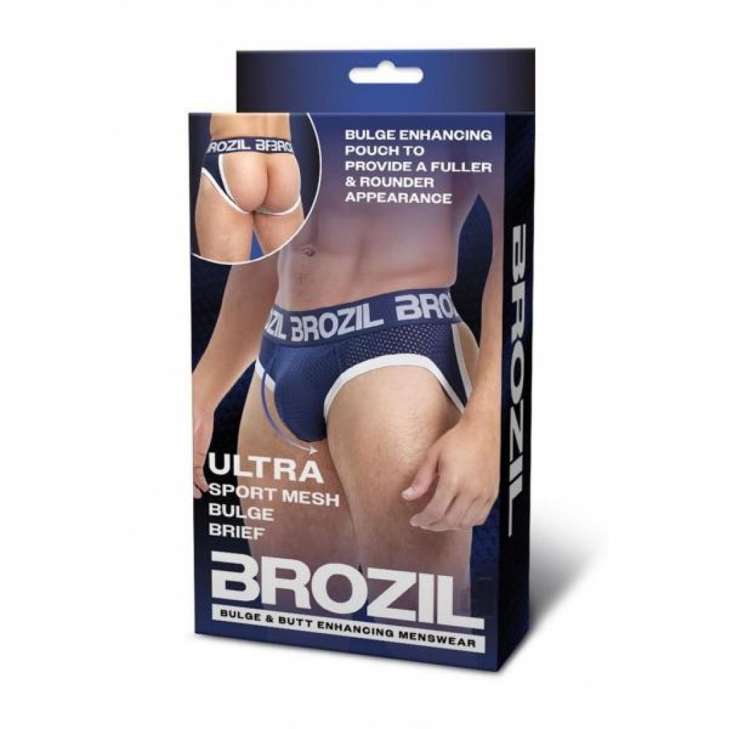 Brozil Open Back Mesh Brief L/xl Nvy - Mens Underwear