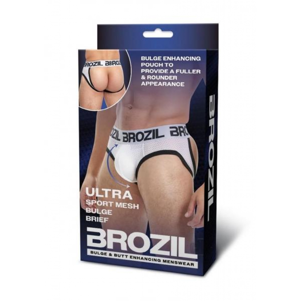 Brozil Open Back Mesh Brief S/m Wht - Mens Underwear