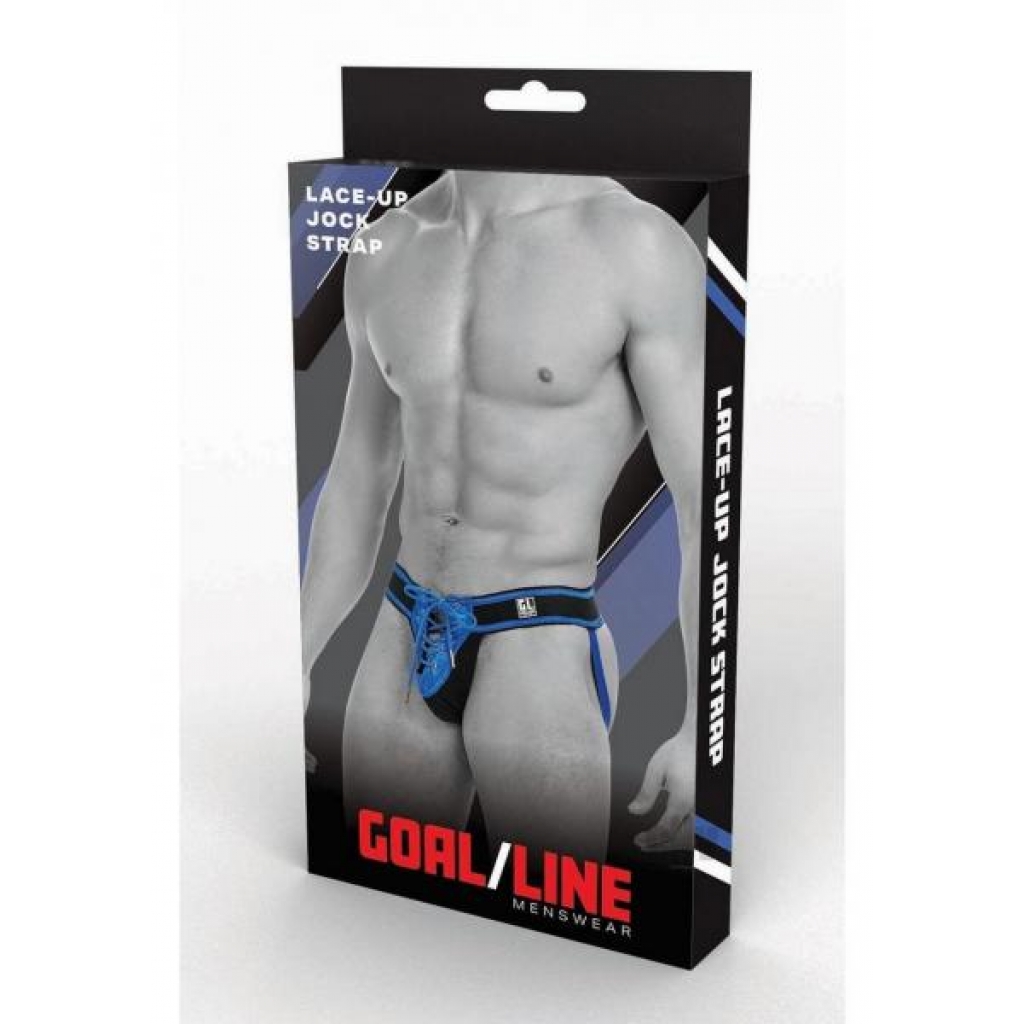 Goal Line Lace Up Jockstrap L/xl Blu - Mens Underwear