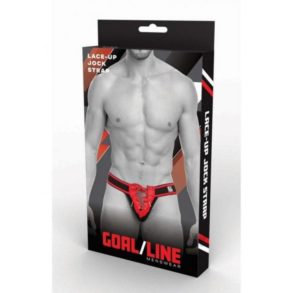 Goal Line Lace Up Jockstrap L/xl Red - Mens Underwear