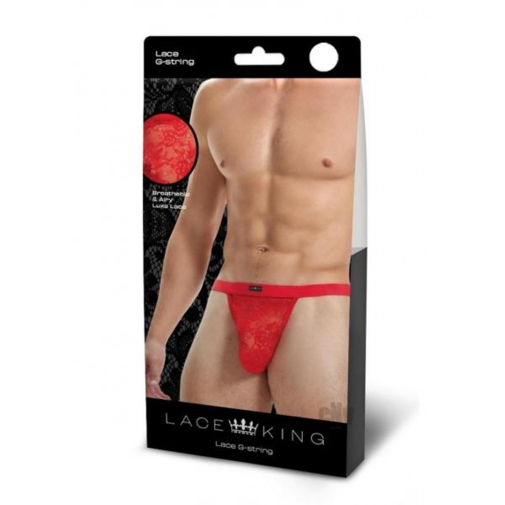 Lace King Lace Gstring S/m Red - Mens Underwear