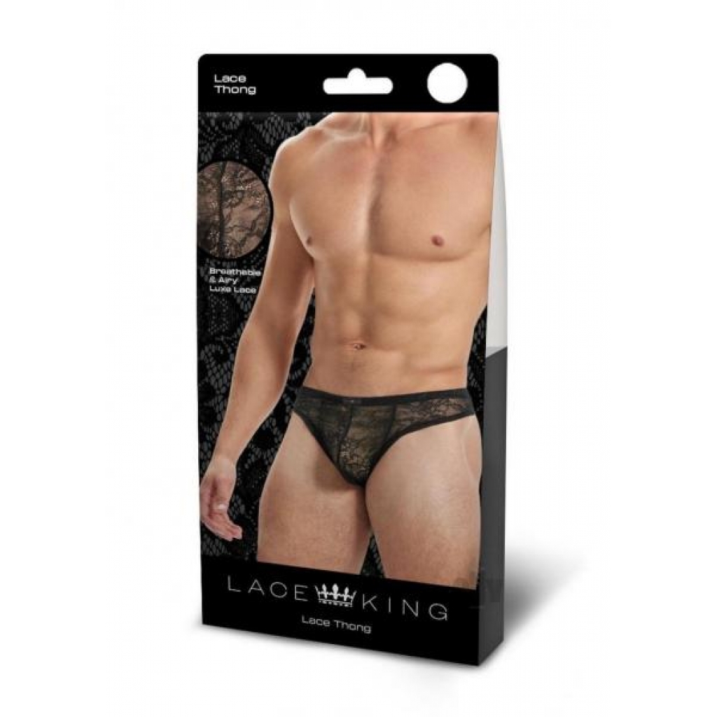 Lace King Lace Thong L/xl Blk - Mens Underwear