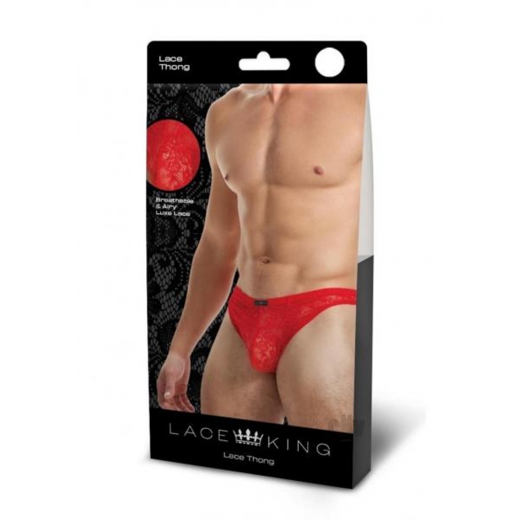 Lace King Lace Thong L/xl Red - Mens Underwear