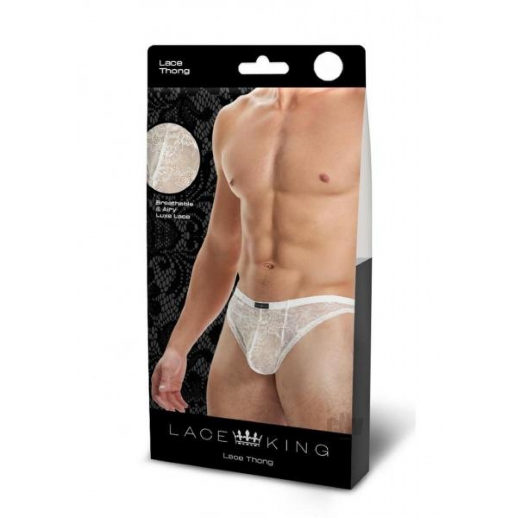 Lace King Lace Thong L/xl Wht - Mens Underwear