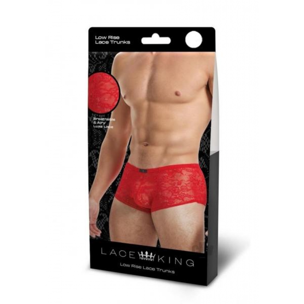 Lace King Lace Trunks S/m Red - Mens Underwear