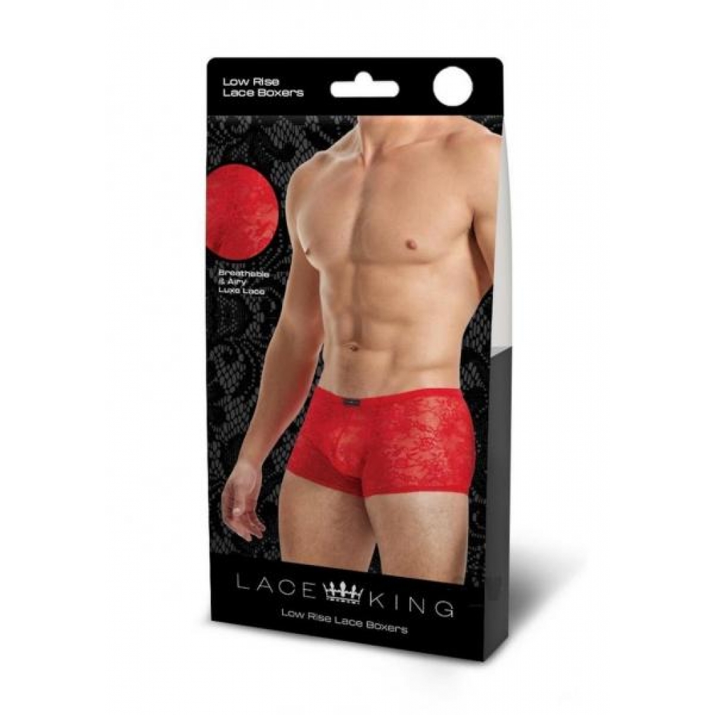 Lace King Lace Trunks S/m Red - Mens Underwear