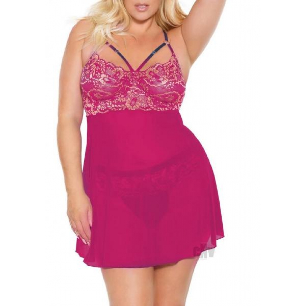 Babydoll Thong Pnk/rse Gld Xl - Babydolls & Slips