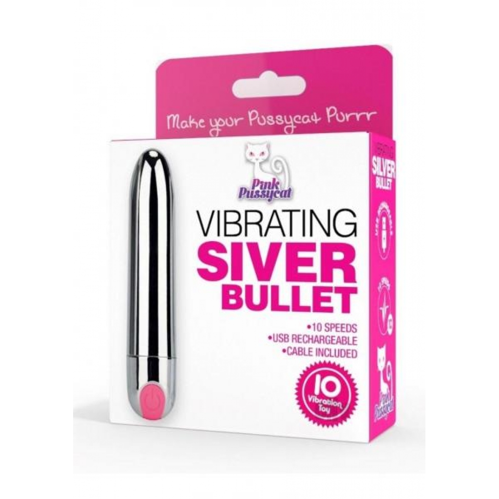 Pink Pussycat Vibrating Silver Bullet - Bullet Vibrators