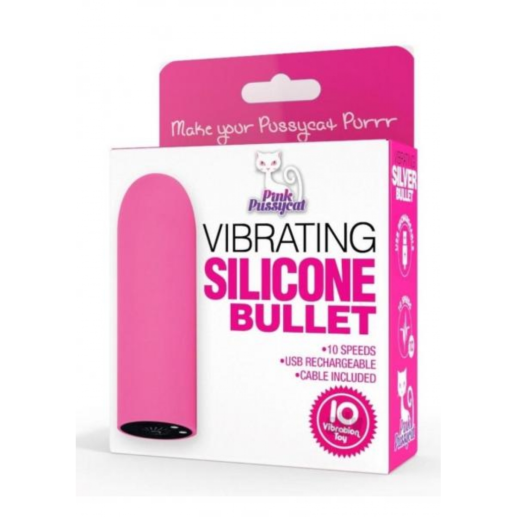 Pink Pussycat Vibrating Silicone Bullet - Bullet Vibrators