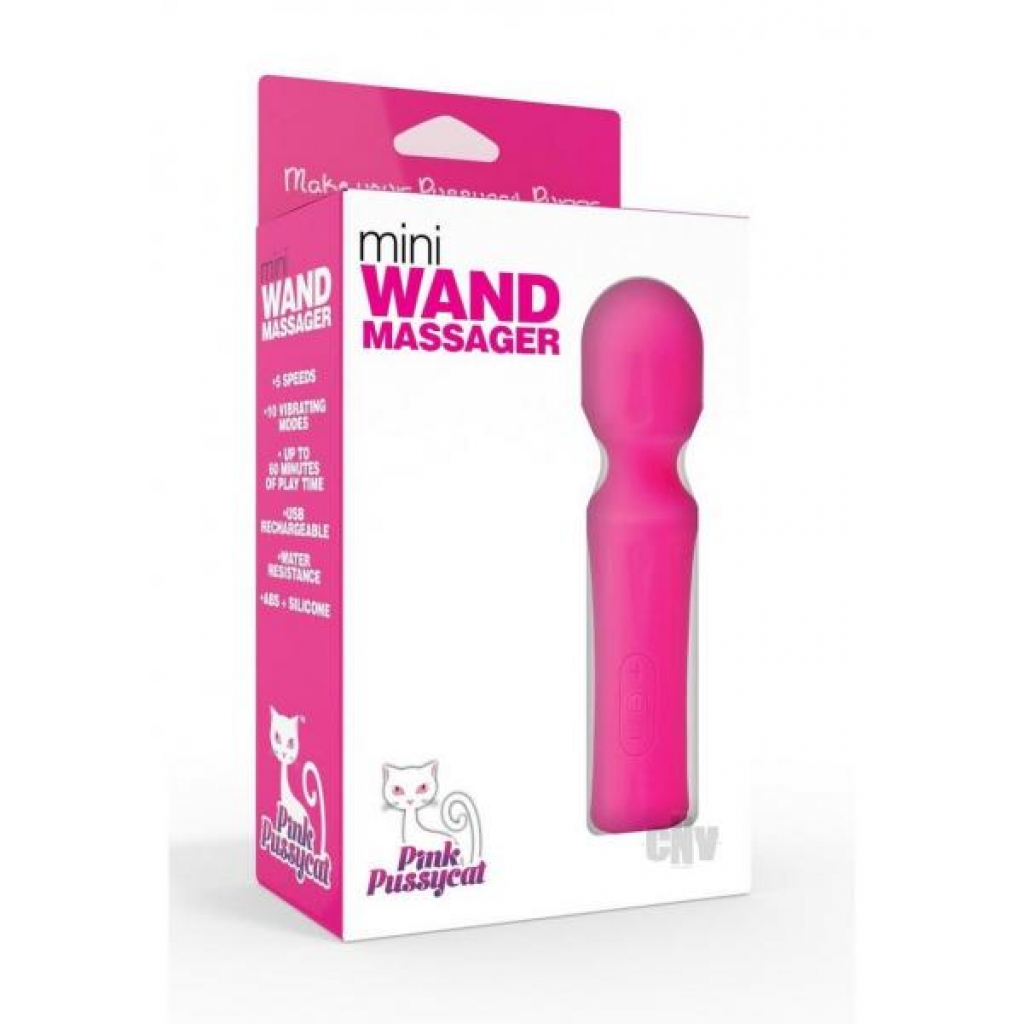 Pink Pussycat Vibrating Mini Wand Msgr - Body Massagers