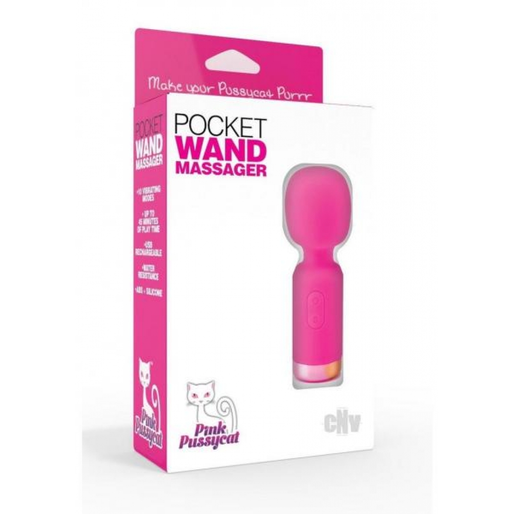 Pink Pussycat Vibrating Pocket Wand - Body Massagers