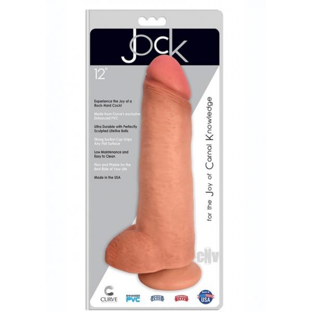 Jock Realistic Dong W/balls 12 Vanilla - Huge Dildos