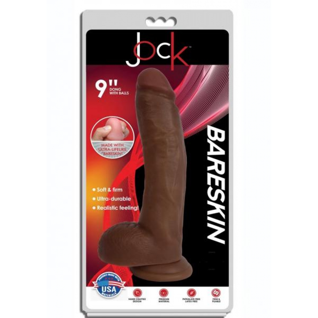 Jock Bareskin Dong W/balls 9 Caramel - Realistic Dildos & Dongs