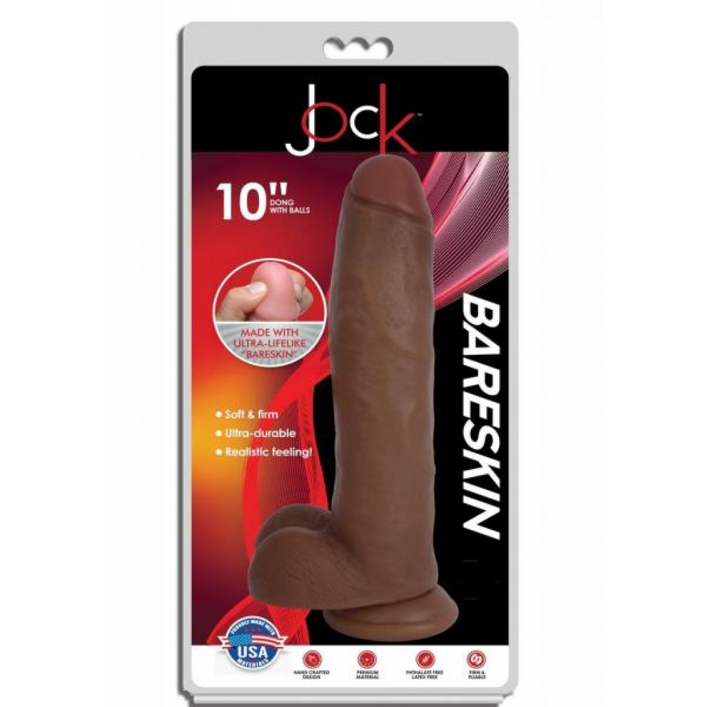 Jock Bareskin Dong W/balls 10 Caramel - Realistic Dildos & Dongs