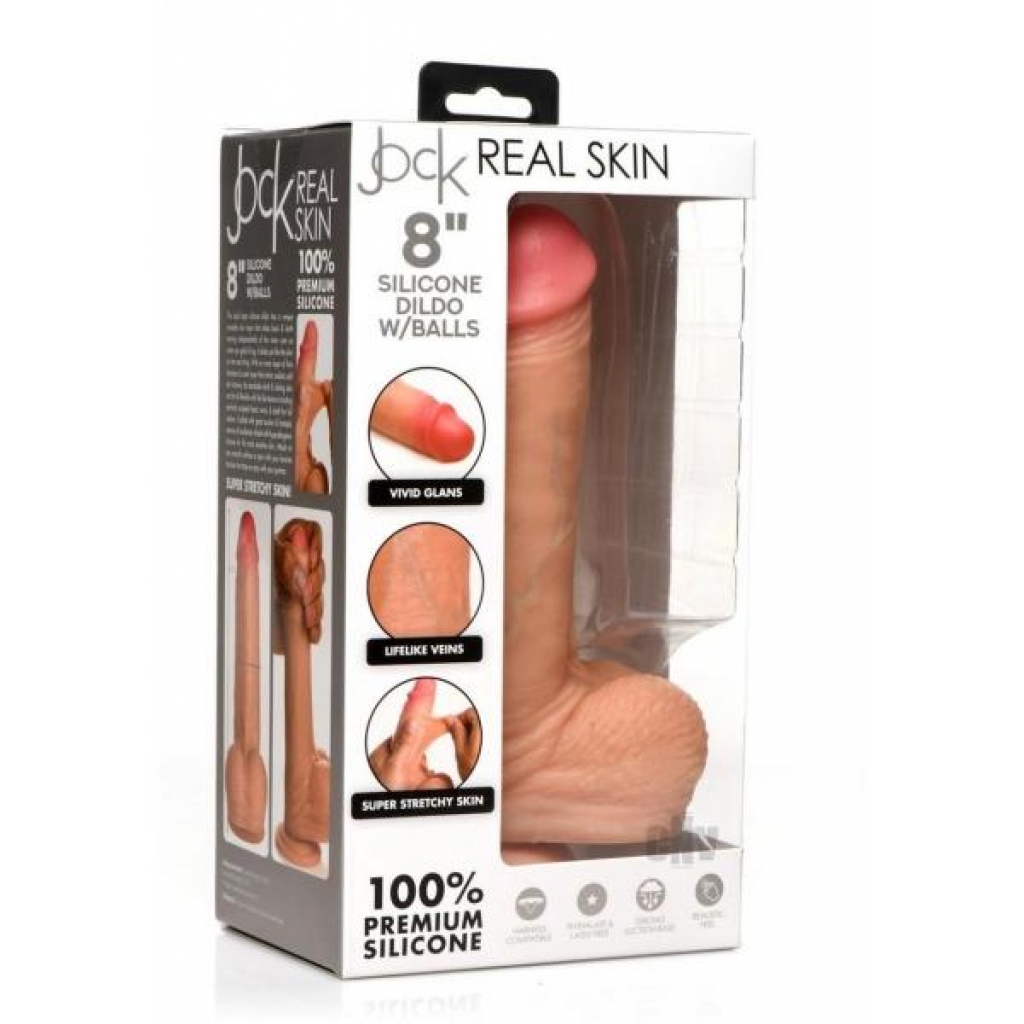 Jock Real Skin Dildo W/balls 8 Vanilla - Realistic Dildos & Dongs