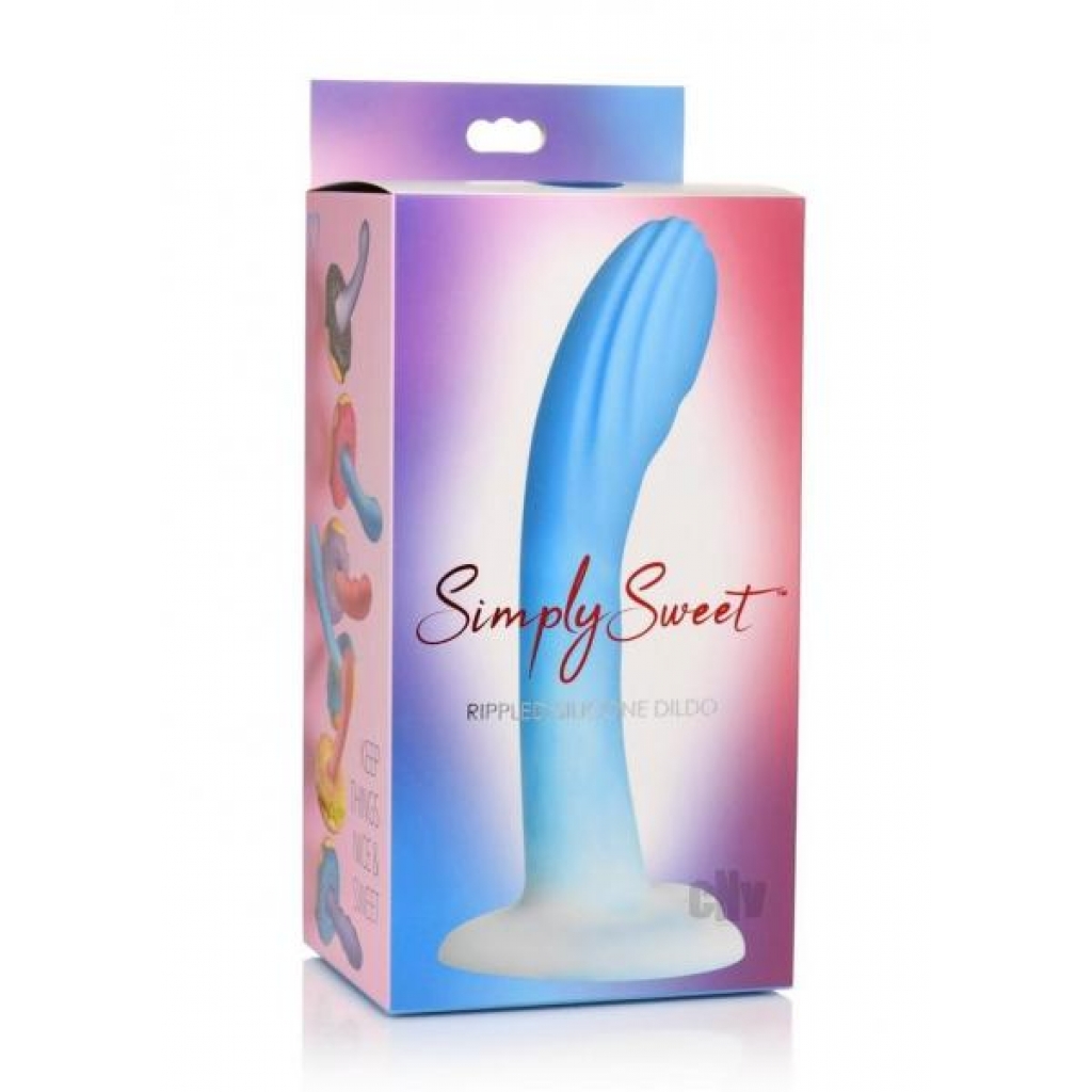 Simply Sweet Rippled Dildo Blu/wht - Realistic Dildos & Dongs