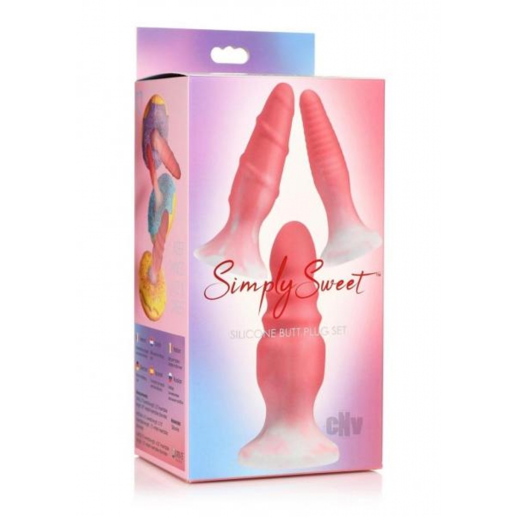 Simply Sweet Silicone Butt Plug Set Pink - Anal Plugs