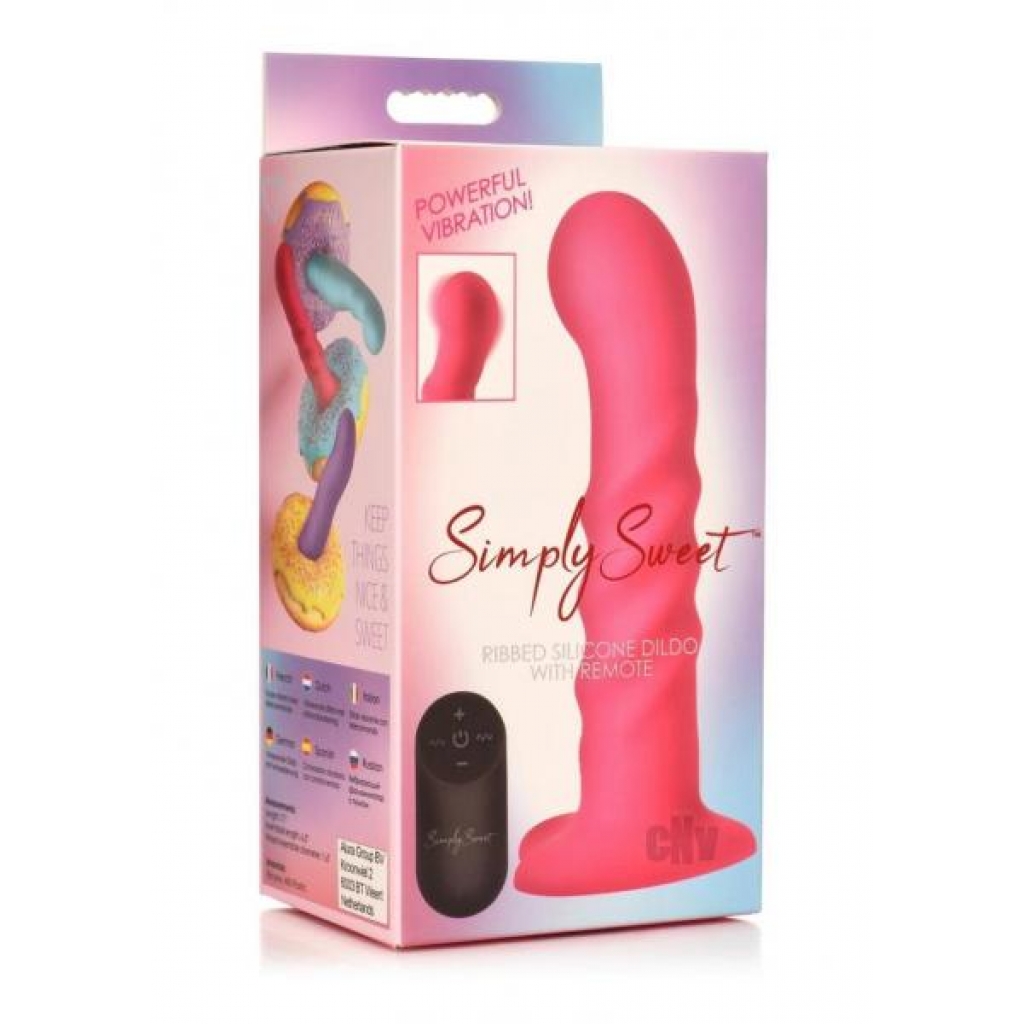 Simply Sweet Ribbed Dildo W/remote Pnk - Realistic Dildos & Dongs