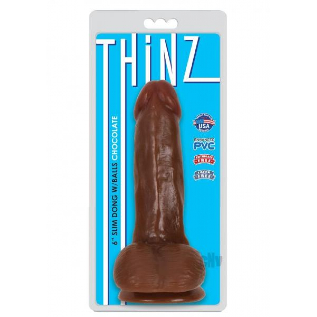 Thniz Slim Dong W/balls 6 Chocolate - Realistic Dildos & Dongs