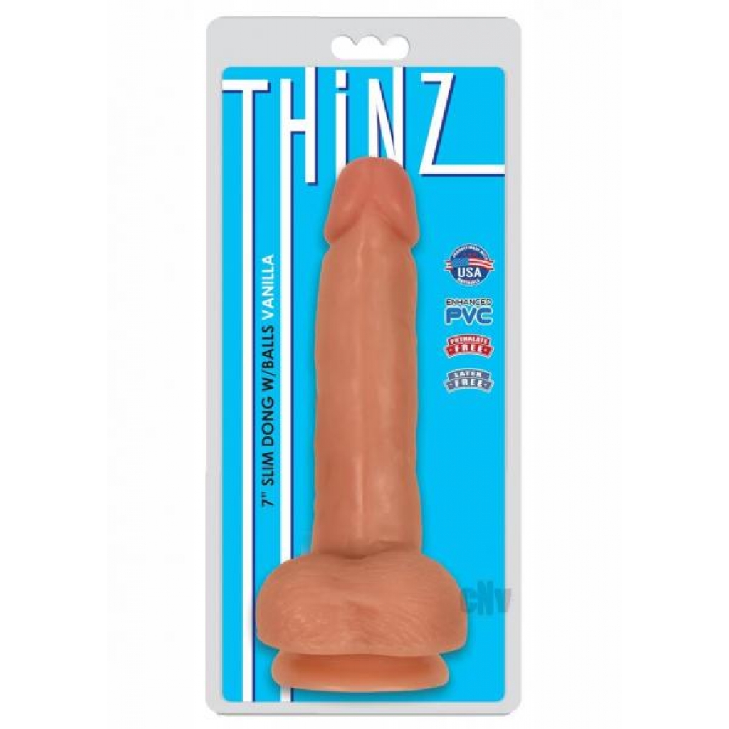 Thinz Slim Dong W/balls 7 Vanilla - Realistic Dildos & Dongs