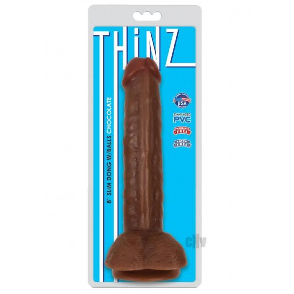 Thniz Slim Dong W/balls 8 Chocolate - Realistic Dildos & Dongs