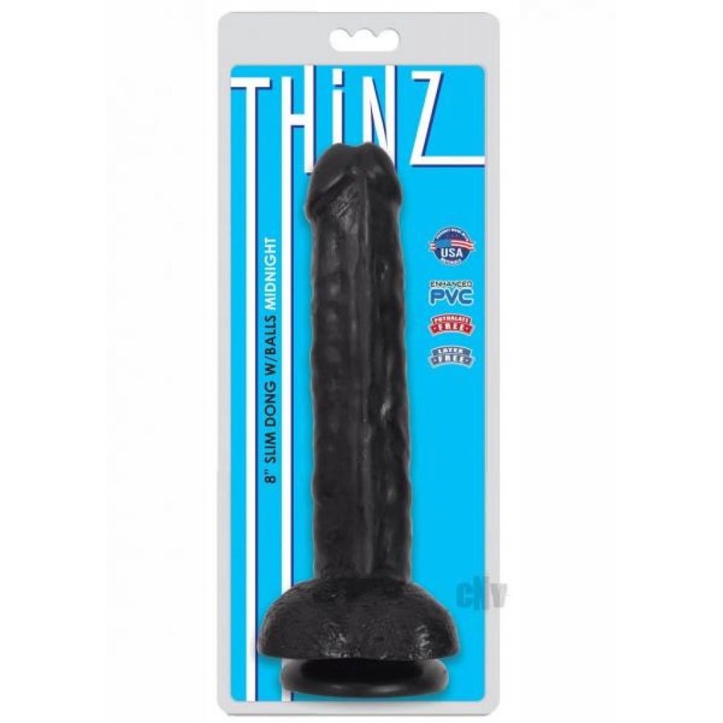 Thniz Slim Dong W/balls 8 Black - Realistic Dildos & Dongs