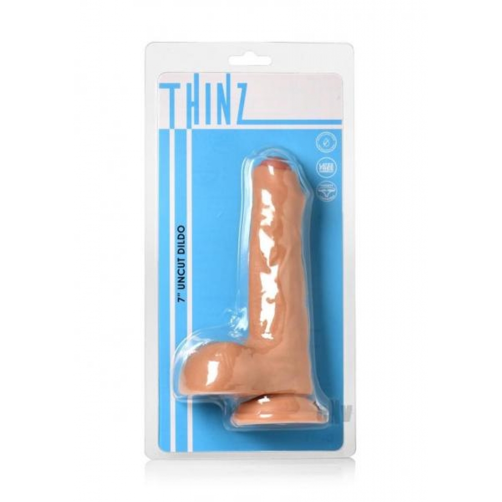 Thinz Uncut Dildo W/balls 7 Vanilla - Realistic Dildos & Dongs