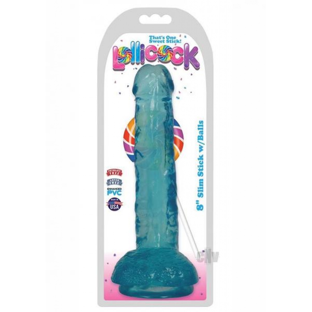 Lollicock Slim Stick W/balls 8 Berry - Realistic Dildos & Dongs