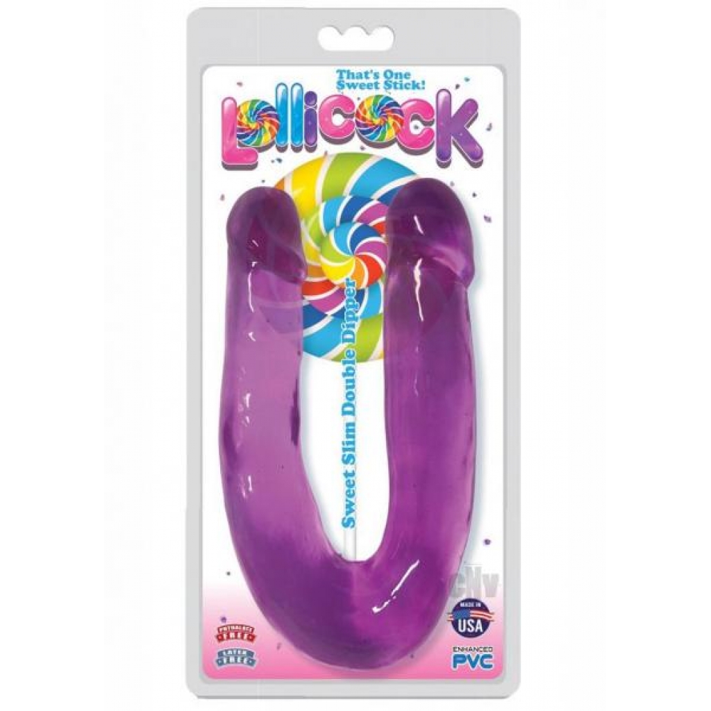 Lollicock Sweet Slim Double Dip Grape - Double Dildos